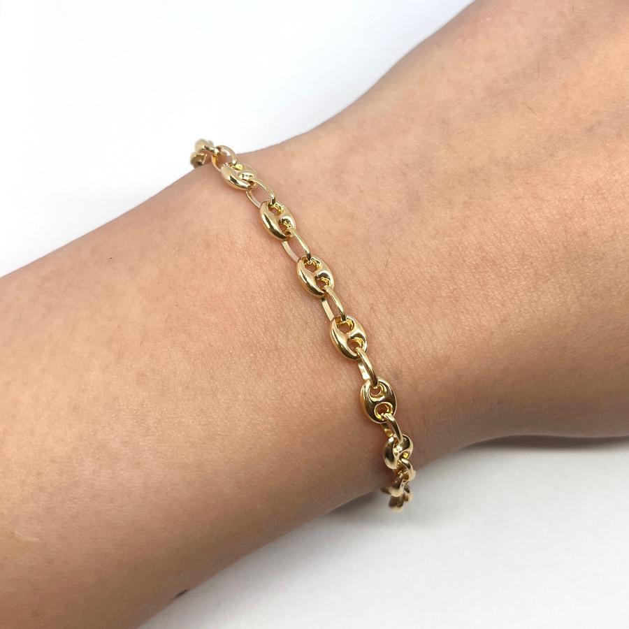 18金 アンカー マリン チェーン ブレスレット 幅4.8mm 19cm マリーナ