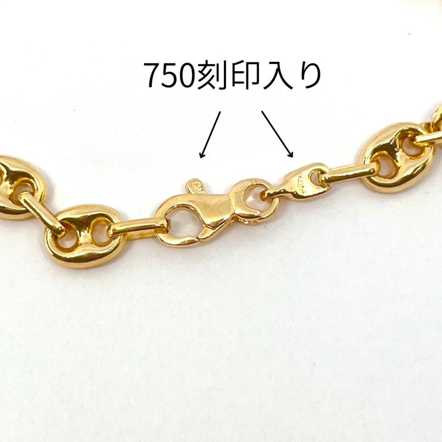 18金 アンカー マリン チェーン ブレスレット 幅6.2mm 21cm マリーナ