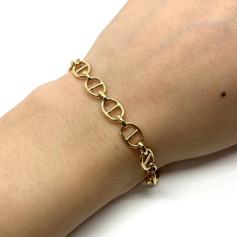 18金 アンカー マリン チェーン ブレスレット 幅7.3mm 19cm マリーナ