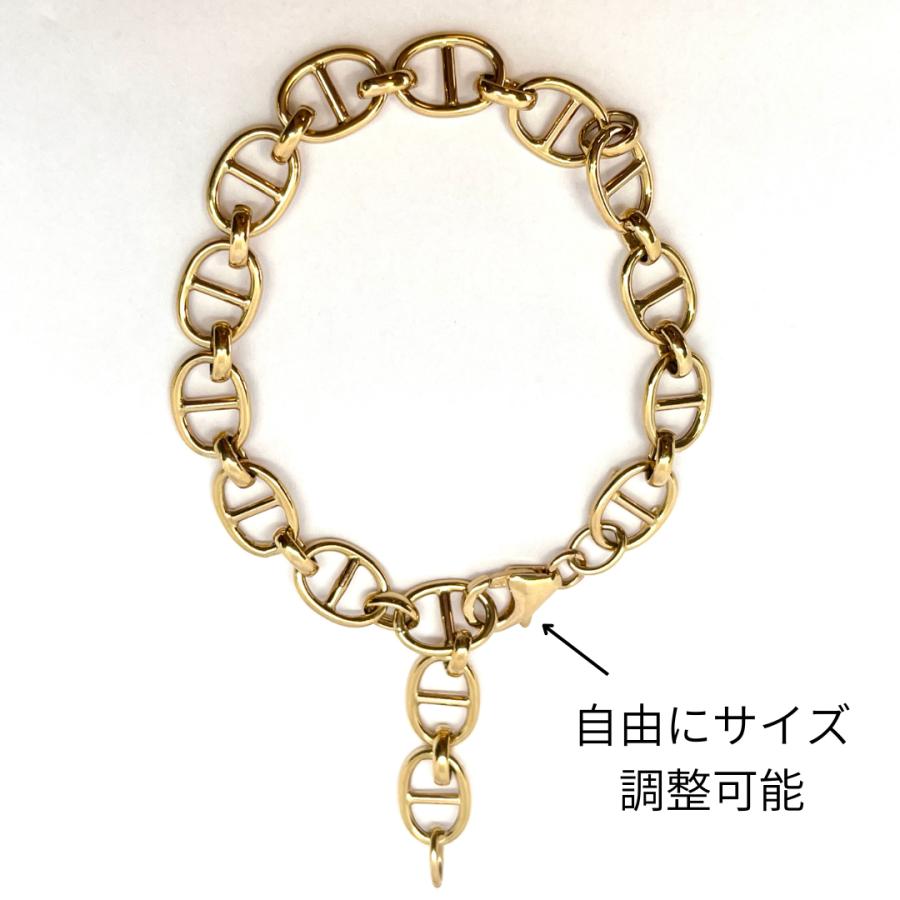 18kマリーナチェーンブレスレット18センチ 18金 アンカー マリン チェーン ブレスレット 幅7.3mm 19cm マリーナ