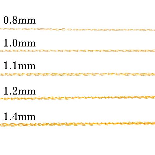 18金 ピンクゴールド アズキ チェーン ネックレス 45cm 幅1.1mm K18 PG スライド式 RMジュエリー
