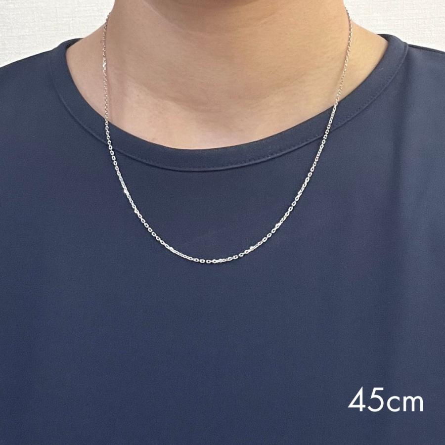 18金 ホワイトゴールド アズキ チェーン ネックレス 50cm 幅1.4mm