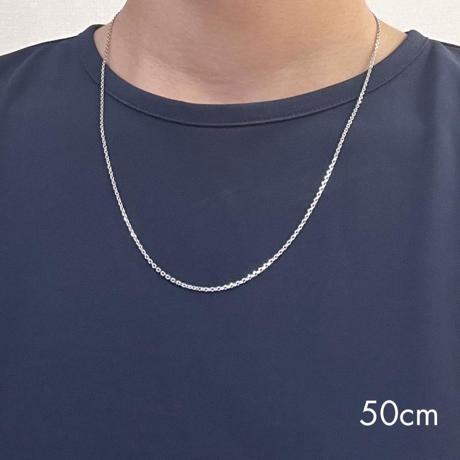 18金 ホワイトゴールド アズキ チェーン ネックレス 50cm 幅1.4mm
