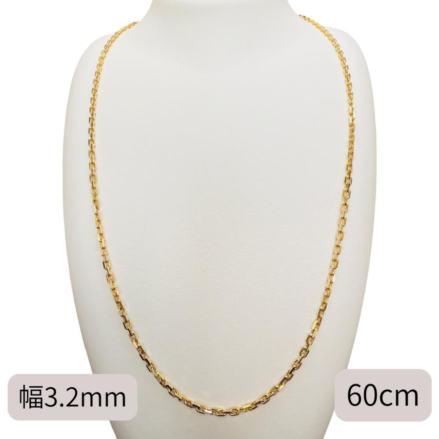 18金 アズキ チェーン ネックレス 幅3.2mm 60cm K18 YG RMジュエリー