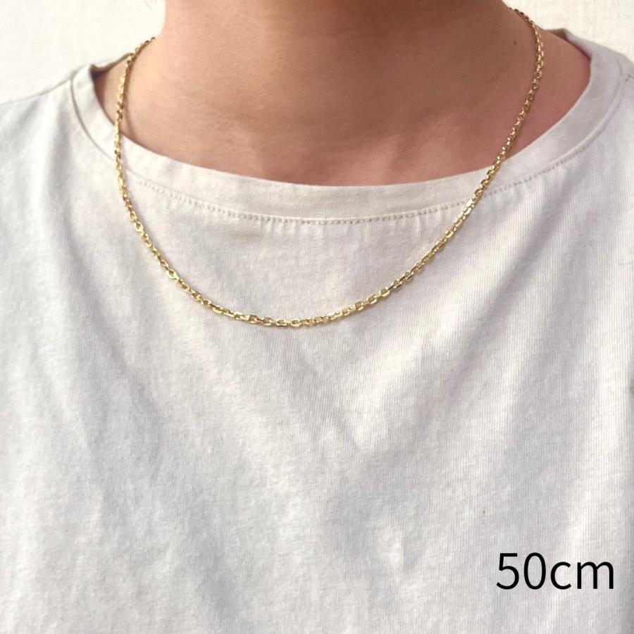 18金 アズキ チェーン ネックレス 幅2.5mm 60cm K18 YG メンズ RM