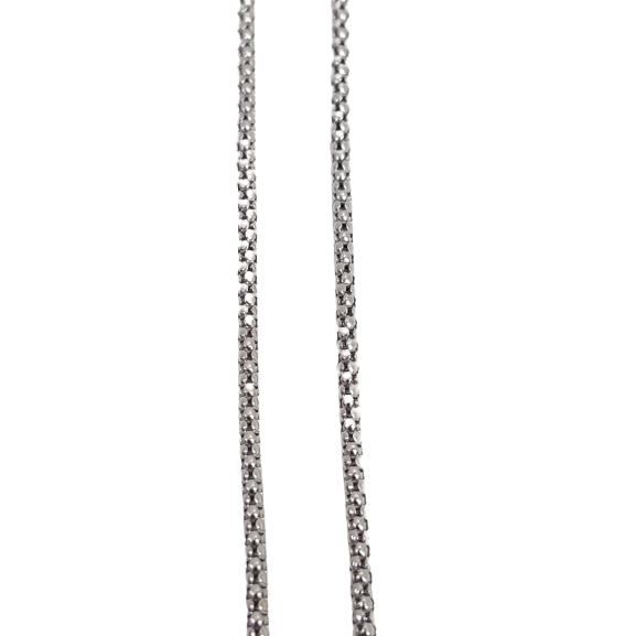 18金 ホワイトゴールド ボンバータ チェーン ネックレス 45cm 幅1.6mm K18 WG マルベリータイプ 中空 スライド式   RMジュエリーの画像
