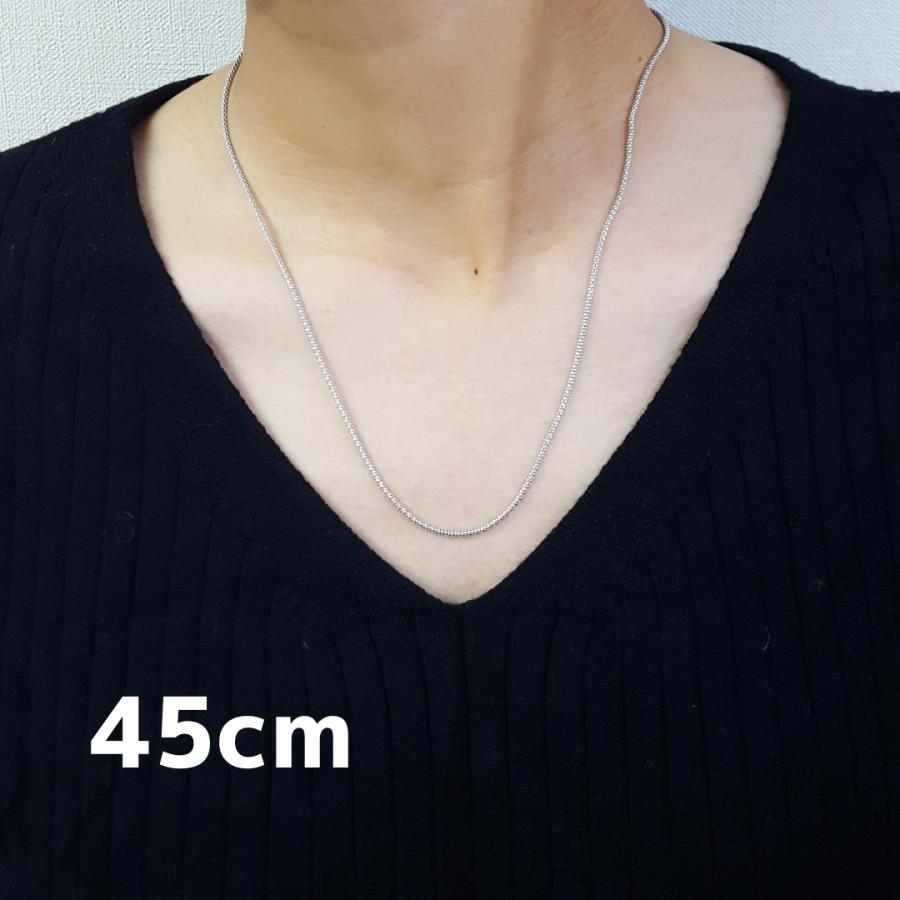 18金 ホワイトゴールド ボンバータ チェーン ネックレス 45cm 幅1.6mm K18 WG マルベリータイプ 中空 スライド式   RMジュエリーの画像