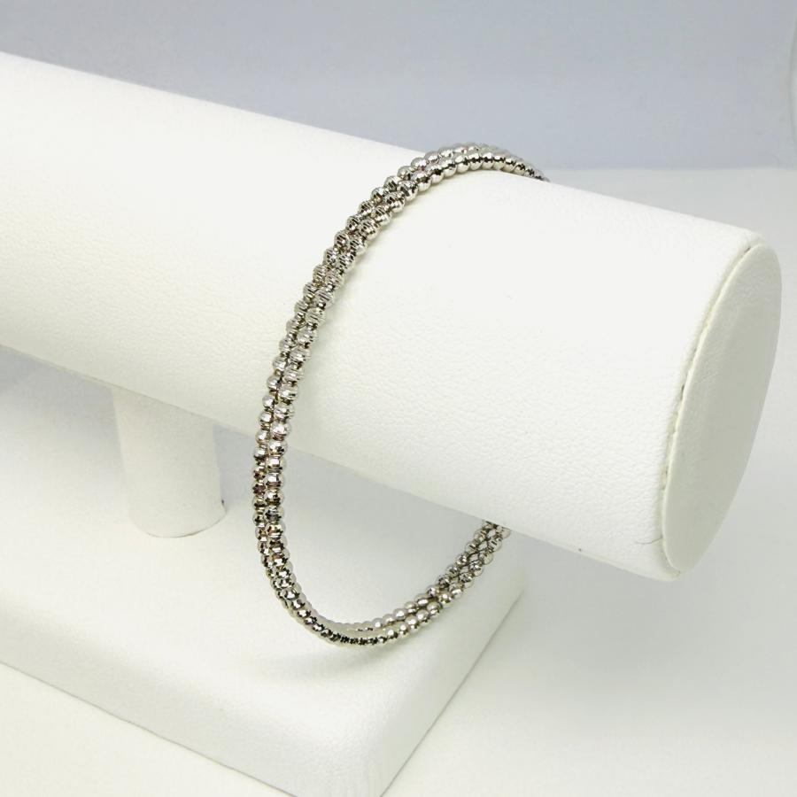 バングル 18金 プラチナ カットボール 2列 幅3.8mm 16cm K18 YG Pt850 ダイヤカット RMジュエリーの画像