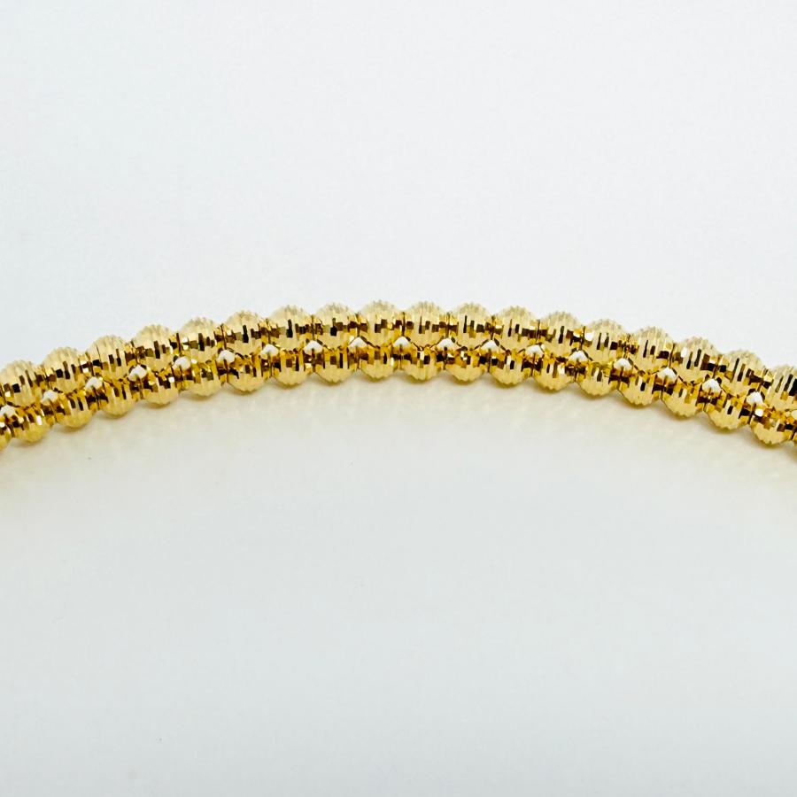 バングル 18金 プラチナ カットボール 2列 幅3.8mm 16cm K18 YG Pt850 ダイヤカット RMジュエリーの画像