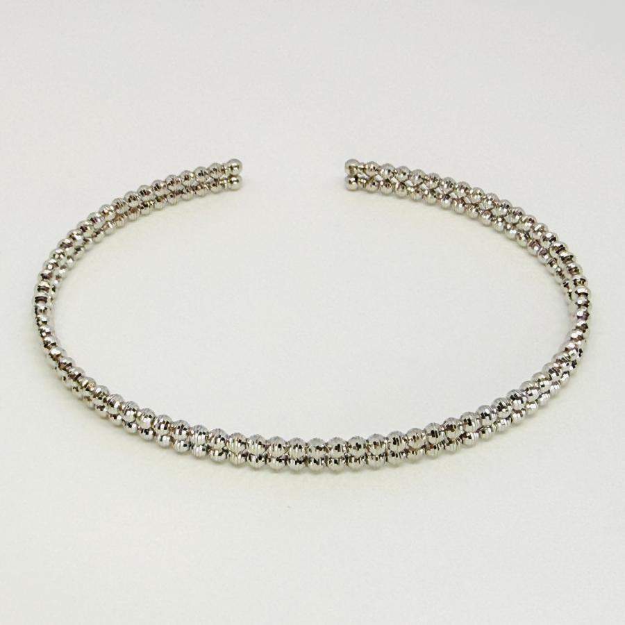 バングル 18金 プラチナ カットボール 2列 幅3.8mm 16cm K18 YG Pt850 ダイヤカット RMジュエリーの画像