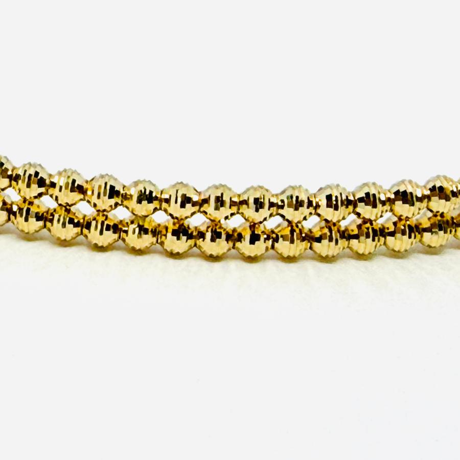 バングル 18金 プラチナ カットボール 2列 幅3.8mm 16cm K18 YG Pt850 ダイヤカット RMジュエリーの画像