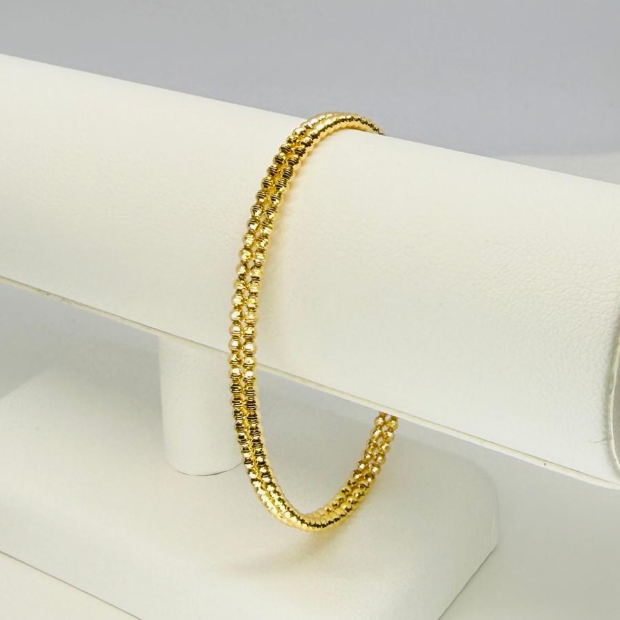 バングル 18金 プラチナ カットボール 2列 幅3.8mm 16cm K18 YG Pt850 ダイヤカット RMジュエリーの画像