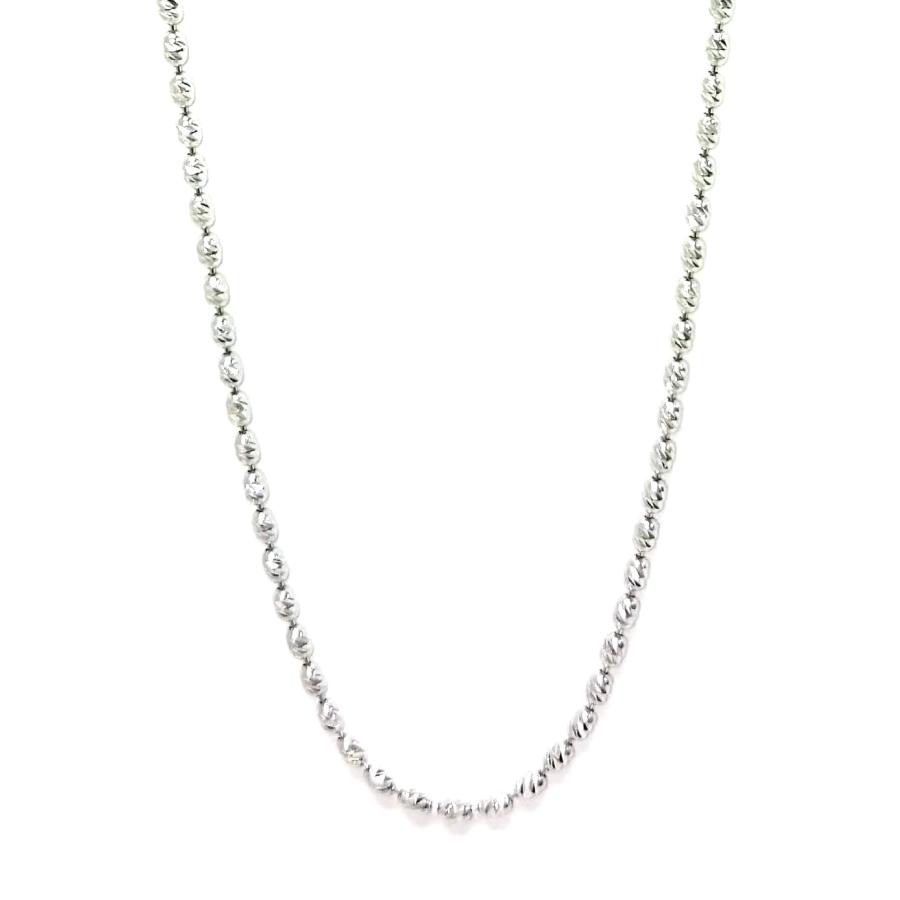 18金 ホワイトゴールド オーバルボール チェーン ネックレス 45cm 幅1.5mm K18 WG スライド式 ボールチェーン RMジュエリーの画像