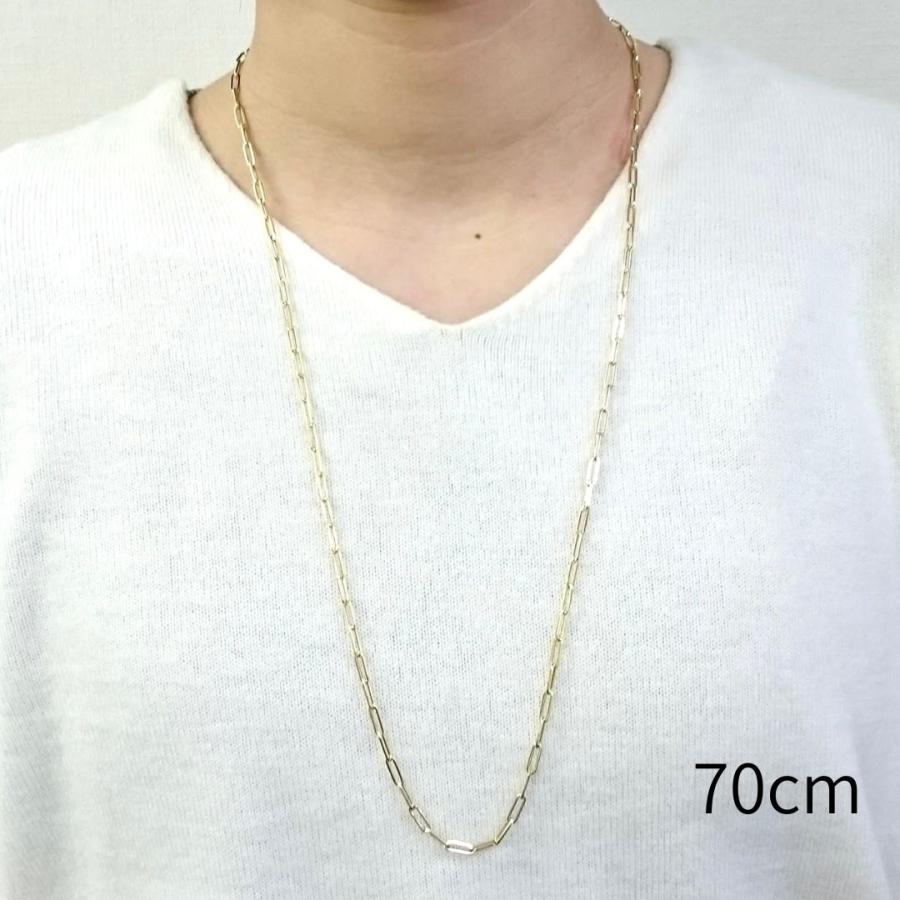 18金 ペーパークリップ ネックレス チェーン 幅3mm 45cm 50cm 60cm