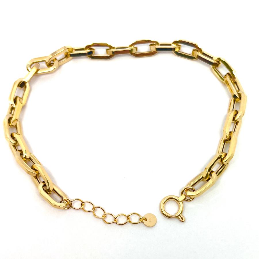 K18 18金 18k YG ペーパークリップ ブレスレット 20cm 18金 ペーパークリップ チェーン ブレスレット 幅3mm 18cm 20cm