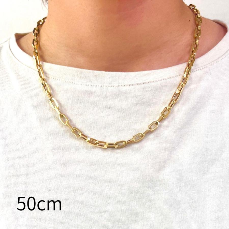 18金 ペーパークリップ チェーン ブレスレット 幅5.2mm 20cm 18cm＋2cm 