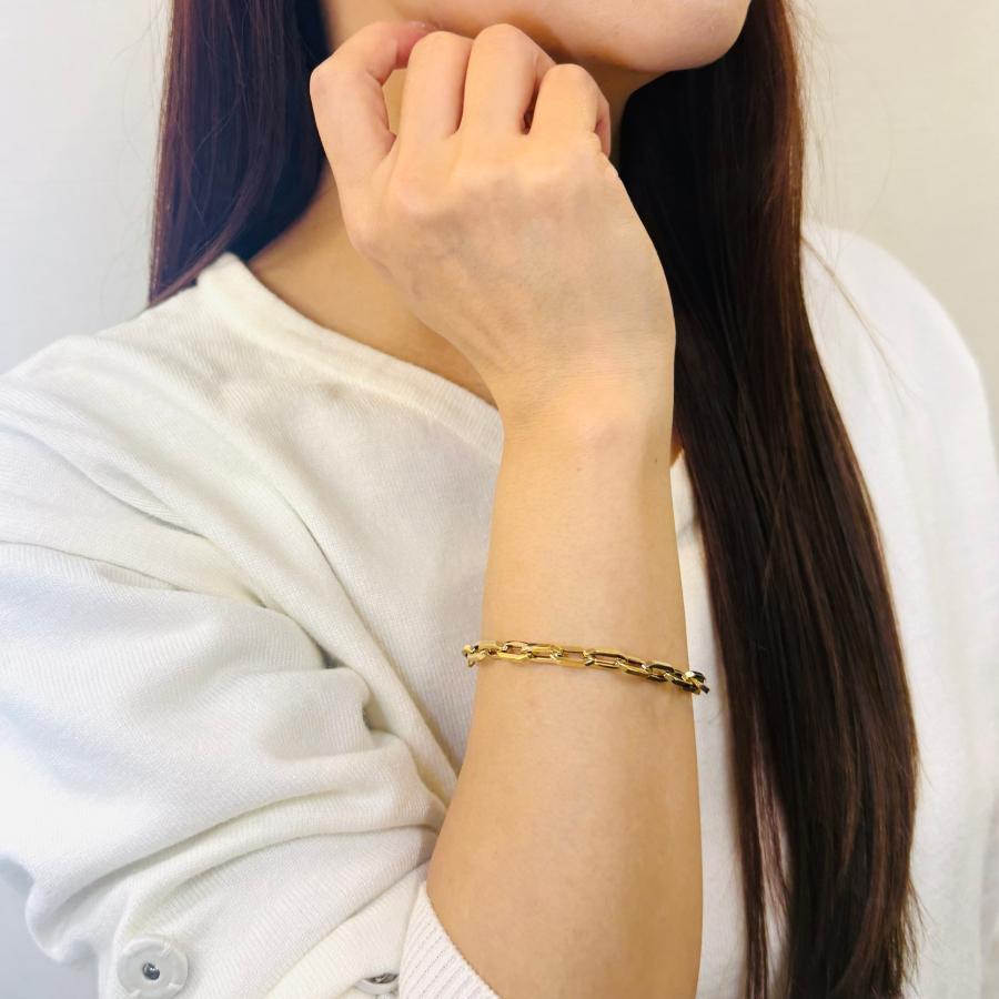 K18 ペーパークリップチェーンブレスレット 18金 18金 ペーパークリップ チェーン ブレスレット 幅5.2mm 18cm 20cm