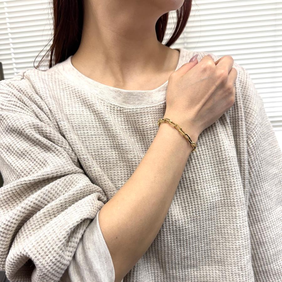 18金 ペーパークリップ チェーン ブレスレット 幅5.2mm 18cm 20cm 18cm＋2cmアジャスター K18 YG 角アズキ 中空 RMジュエリー |  | 11