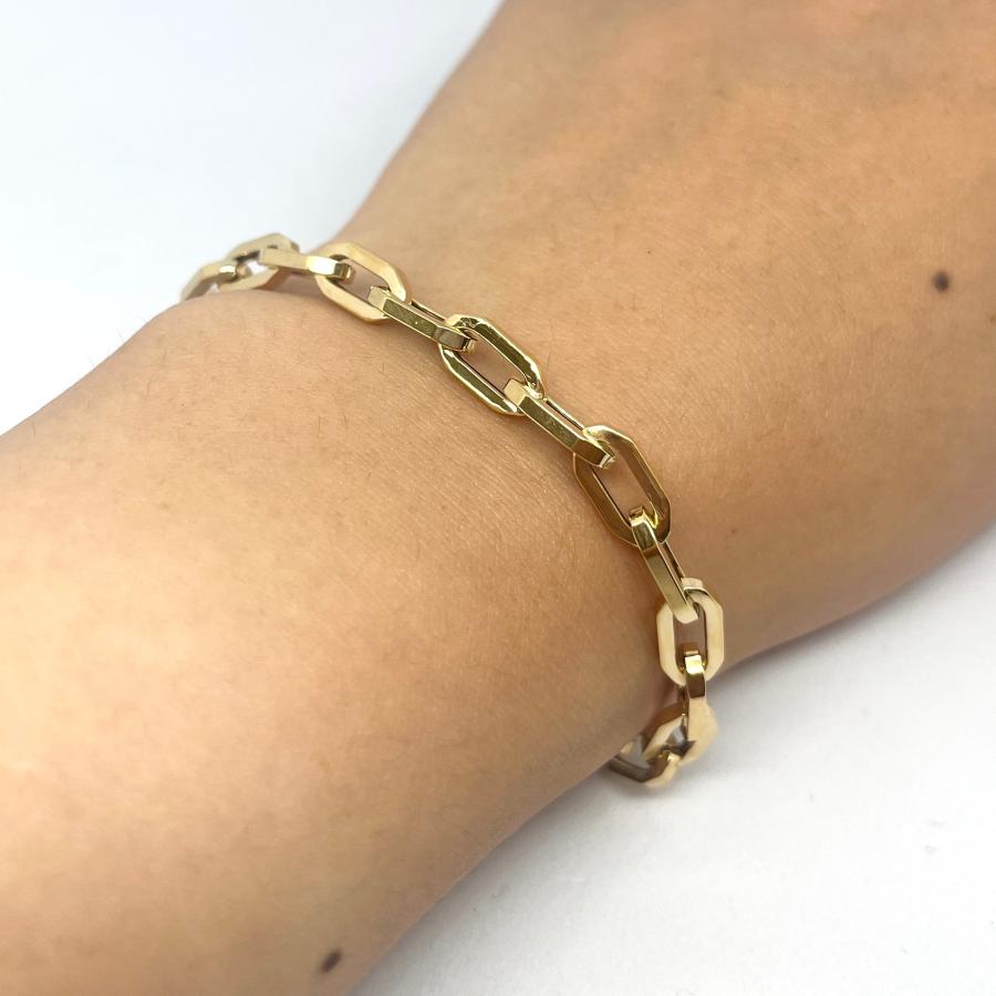 18金 ペーパークリップ チェーン ブレスレット 幅5.2mm 20cm