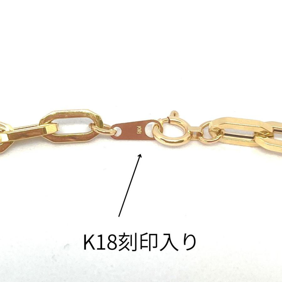 18金 ペーパークリップ チェーン ブレスレット 幅5.2mm 18cm 20cm 18cm＋2cmアジャスター K18 YG 角アズキ 中空 RMジュエリー |  | 05
