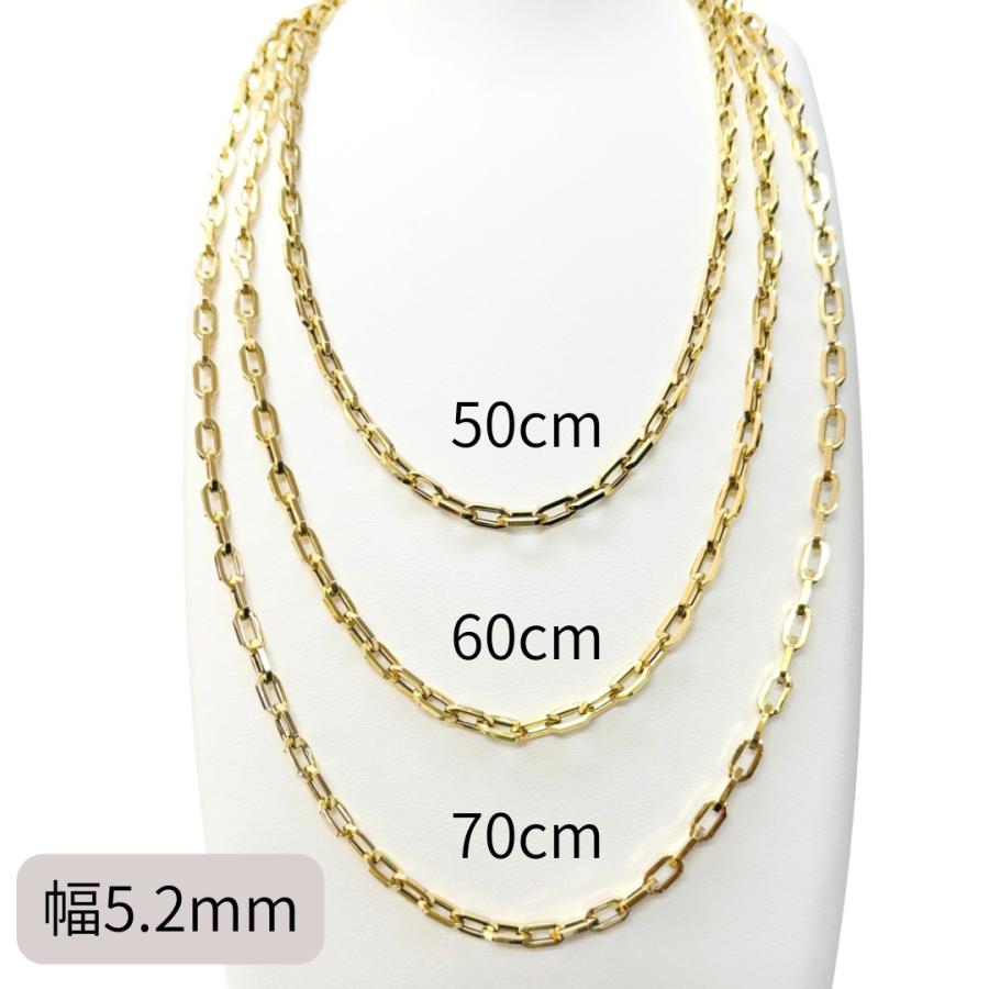 18金 ペーパークリップ ネックレス チェーン 幅5.2mm 50cm 60cm