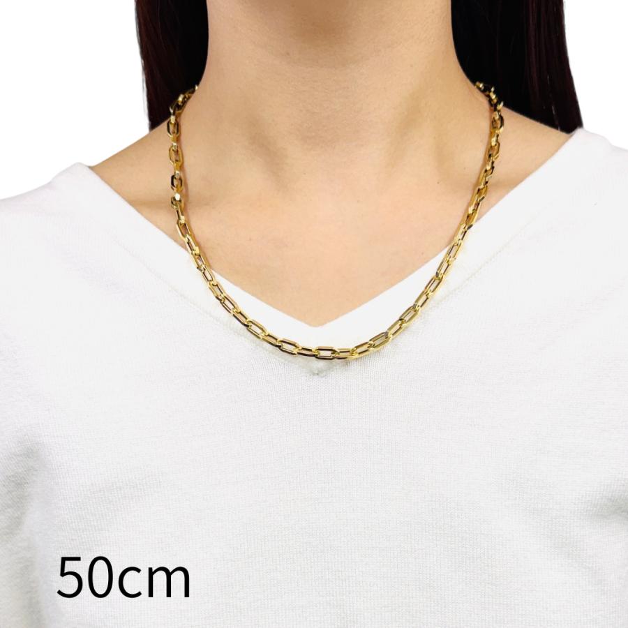 18金 ペーパークリップ ネックレス チェーン 幅5.2mm 50cm 60cm 70cm