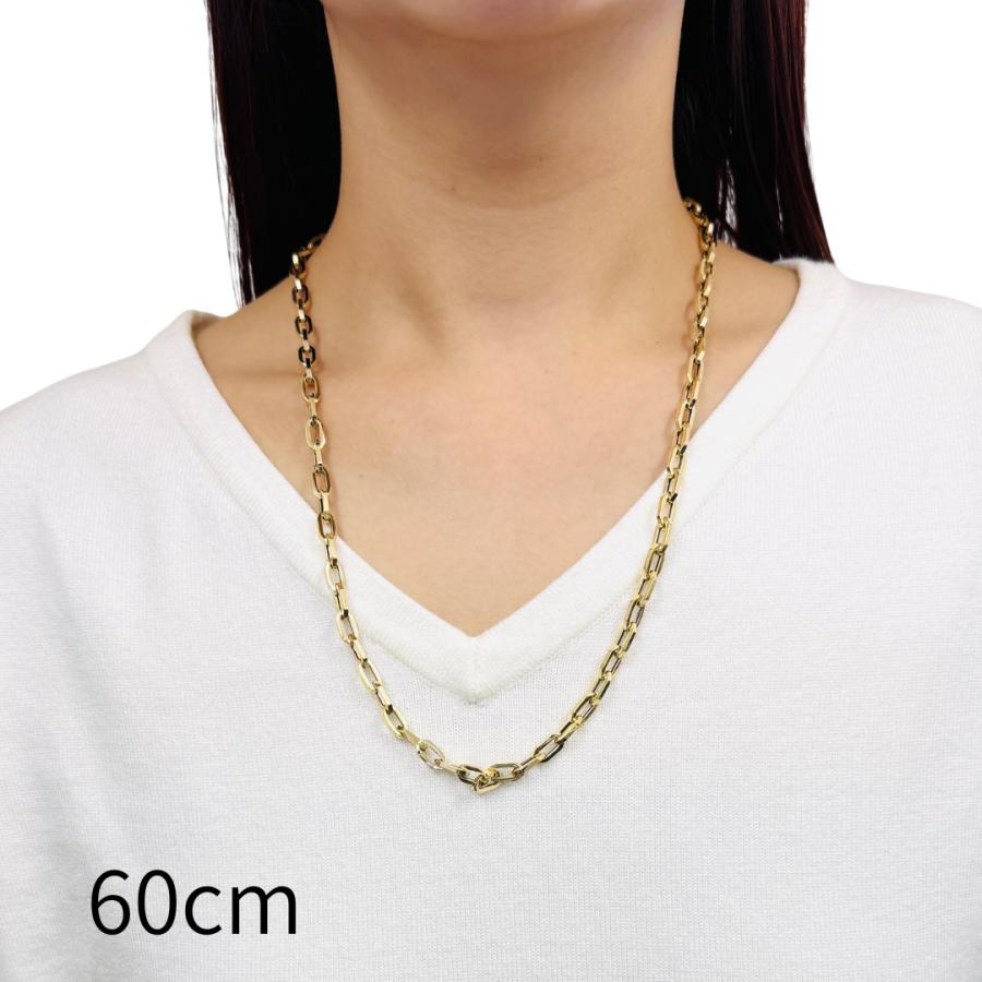 18金 ペーパークリップ ネックレス チェーン 幅5.2mm 50cm 60cm 70cm