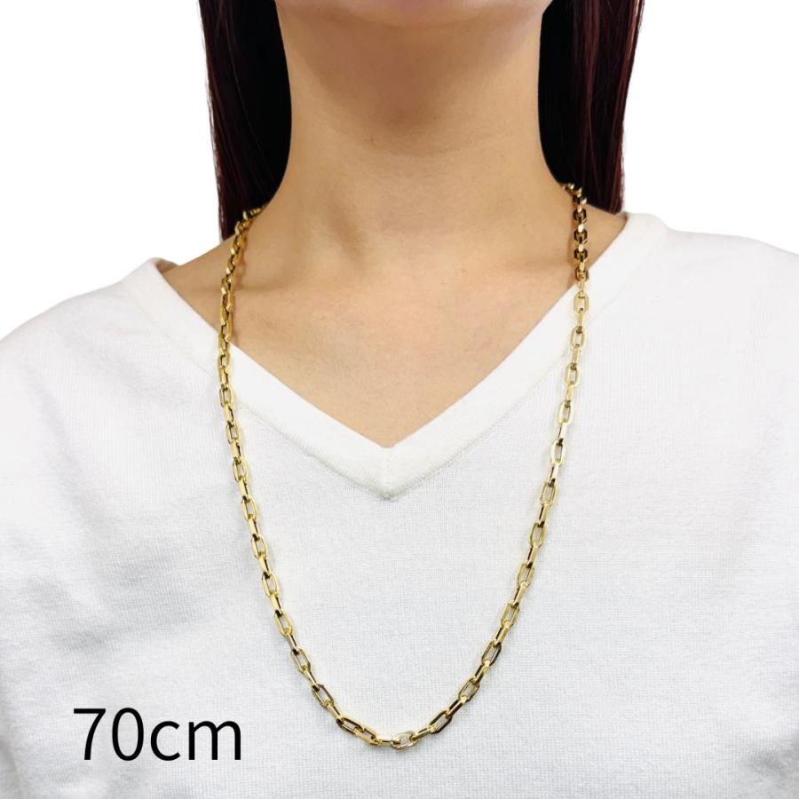18金 ペーパークリップ ネックレス チェーン 幅5.2mm 50cm 60cm 70cm
