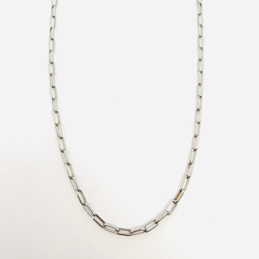 18金 ホワイトゴールド ペーパークリップ チェーン ネックレス 幅2.0mm 45cm 38cm+7cm スライド式 K18 WG 長アズキ リンク RMジュエリーの画像