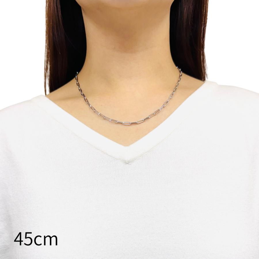 18金 ホワイトゴールド ペーパークリップ ネックレス チェーン 幅3mm