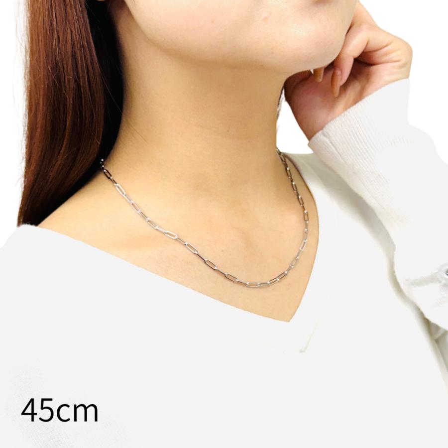 18金 ホワイトゴールド ペーパークリップ ネックレス チェーン 幅3mm