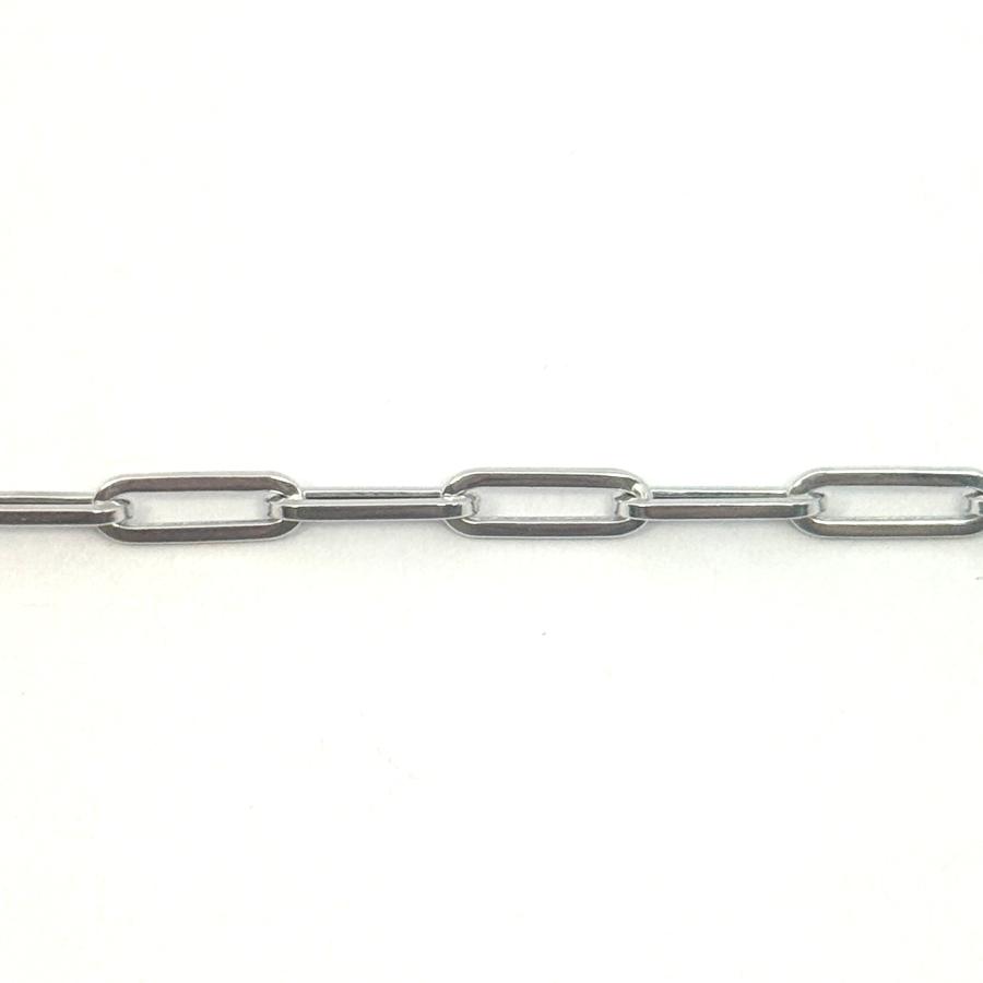 18金 ホワイトゴールド ペーパークリップ チェーン ブレスレット 幅3mm