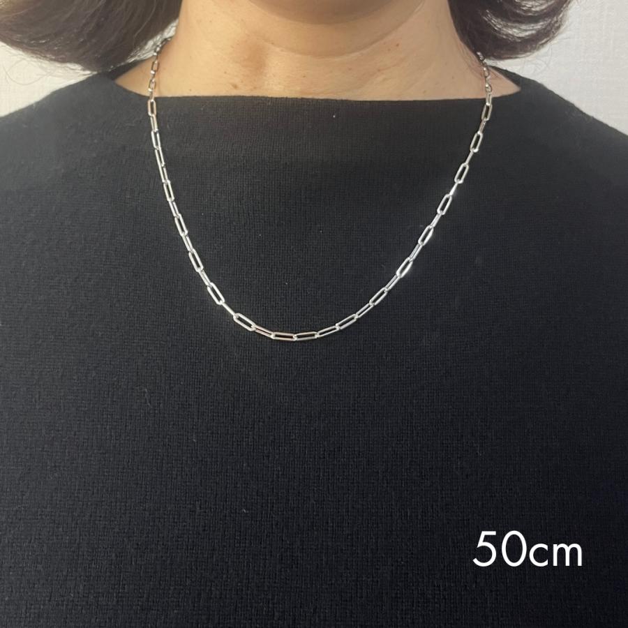 18金 ホワイトゴールド ペーパークリップ ブレスレット 幅3mm 18cm 20cm K18 WG 角アズキ 中空 リンク チェーンブレスレット レディース RMジュエリー｜rmj｜08