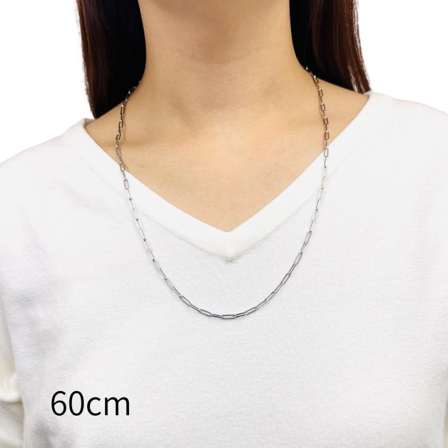18金 ホワイトゴールド ペーパークリップ ネックレス 幅3mm 45cm 50cm
