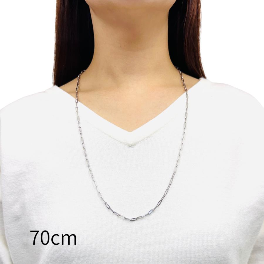 18金 ホワイトゴールド ペーパークリップ ネックレス 幅3mm 45cm 50cm