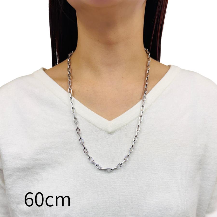 18金 ホワイトゴールド ペーパークリップ ネックレス チェーン 幅5.2mm