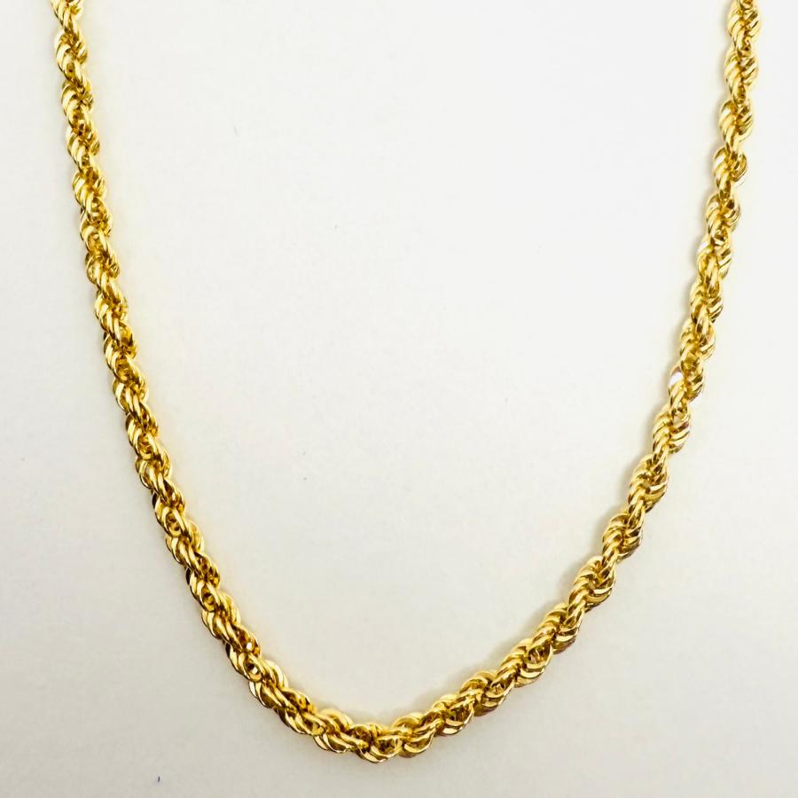 18金 パイプロープ チェーン ネックレス 50cm 幅2.1mm 中空 K18 YG スライド式 RMジュエリーの画像