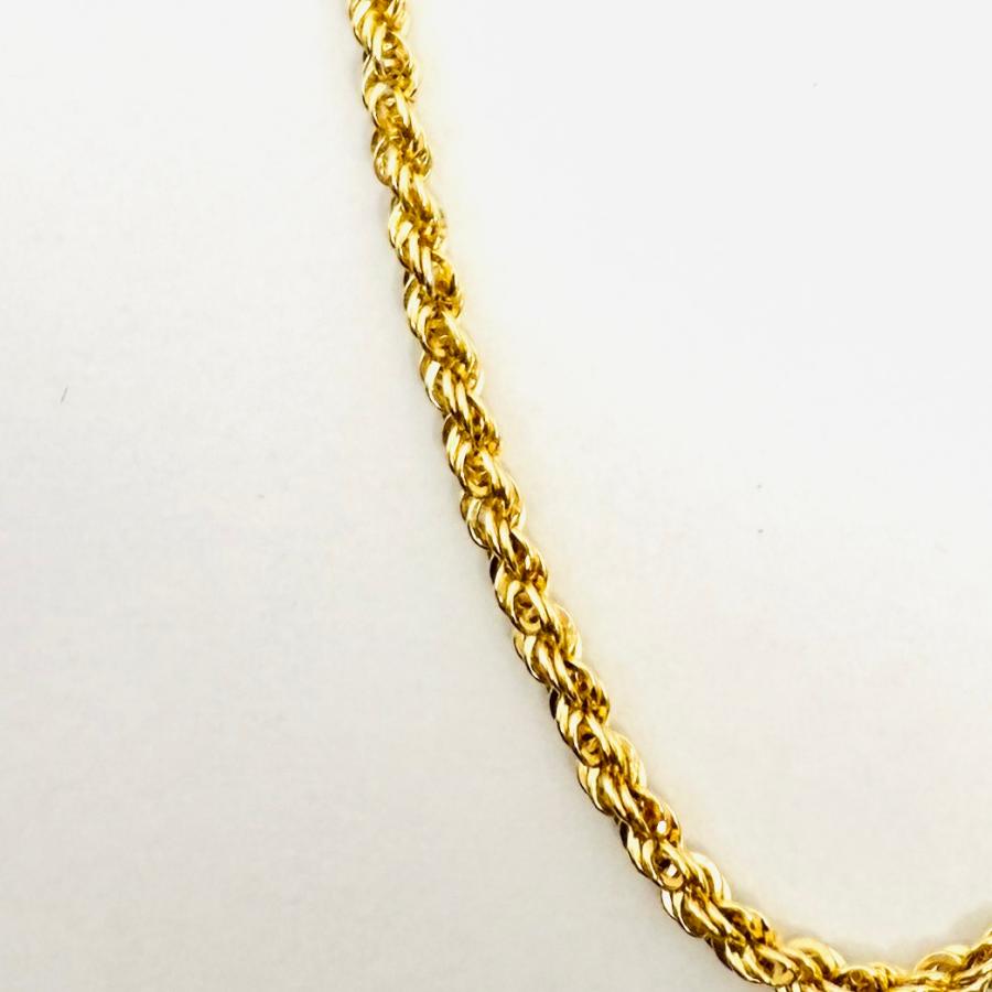 18金 パイプロープ チェーン ネックレス 50cm 幅2.1mm 中空 K18 YG スライド式 RMジュエリーの画像