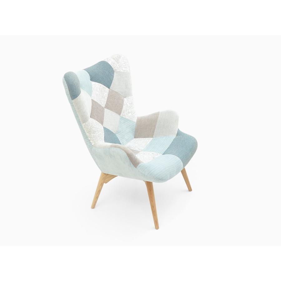 パッチワークデザイン ラウンジチェア 多色 青系 Contour Chair コンターチェア パッチワーク ブルー ラウンジチェア