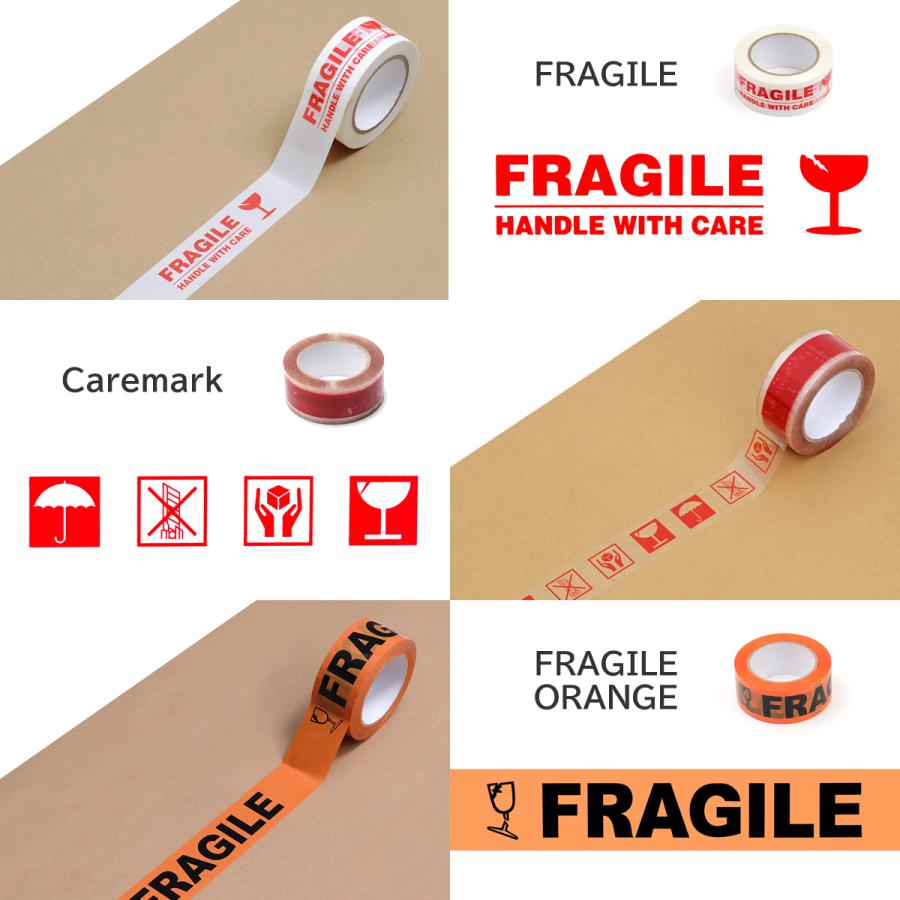 お得な36巻セット】梱包用OPPテープ 48mm×100m巻 全3種 FRAGILE
