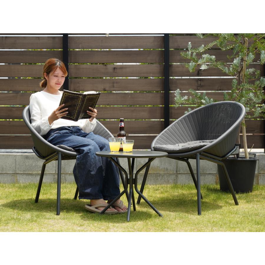 ラタン調 バルコニー チェア ＆ テーブル 3点セット / 2人用 お洒落