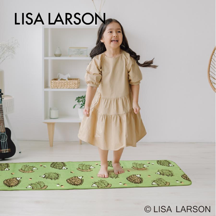 LISA LARSON リサ・ラーソン  ハリネズミ キッチンマット 50×120cm 120cm グリーン ベージュ 日本製 洗える 滑り止め 抗菌 防臭の画像