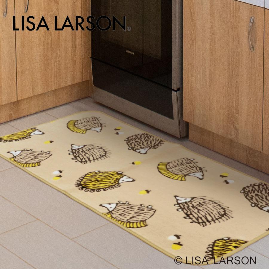 LISA LARSON リサ・ラーソン  ハリネズミ キッチンマット 50×120cm 120cm グリーン ベージュ 日本製 洗える 滑り止め 抗菌 防臭の画像