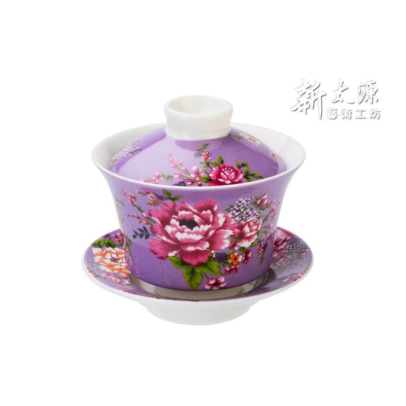 新太源 台湾花布柄 紅花功夫杯 新牡丹湯飲み茶碗 紫 台湾 お土産 湯飲み お取り寄せ商品 お支払い完了後 5日 7日で発送 Mamiya Cs Co Jp