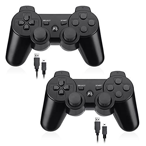 PS3 コントローラー ワイヤレス ゲームパッド Bluetooth 振動機能 PS3 ワイヤレスコントローラー 2個セット ブラック