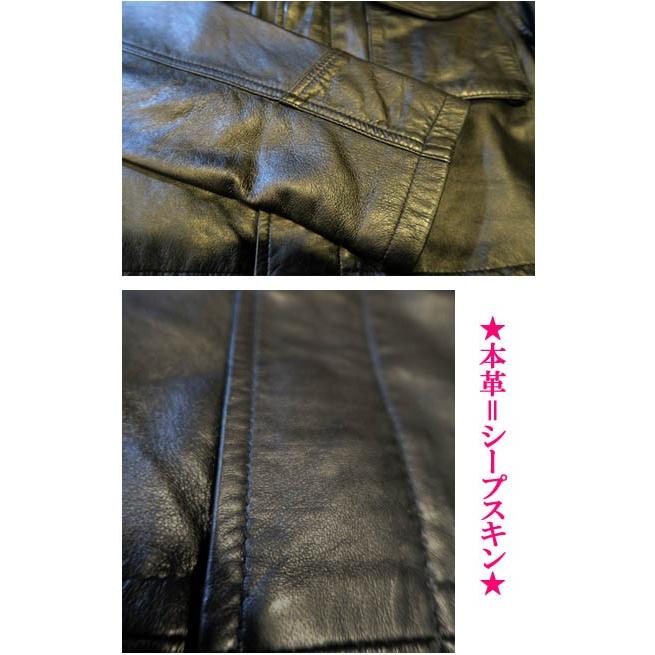 本革 M65 ミリタリージャケット 羊革 シープレザー 黒 ブラック 本革 M65 ミリタリージャケット 羊革 シープレザー 黒 ブラック