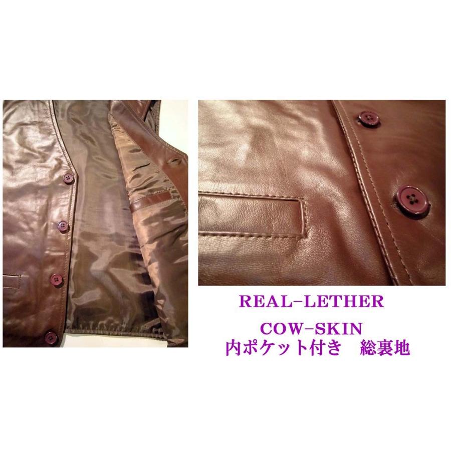 本革 ベスト ジレ シンプル仕上げ 茶色 ブラウン 本格仕様