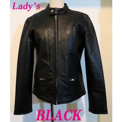レディース 本革 シングルライダース レザージャケット 黒 ブラック