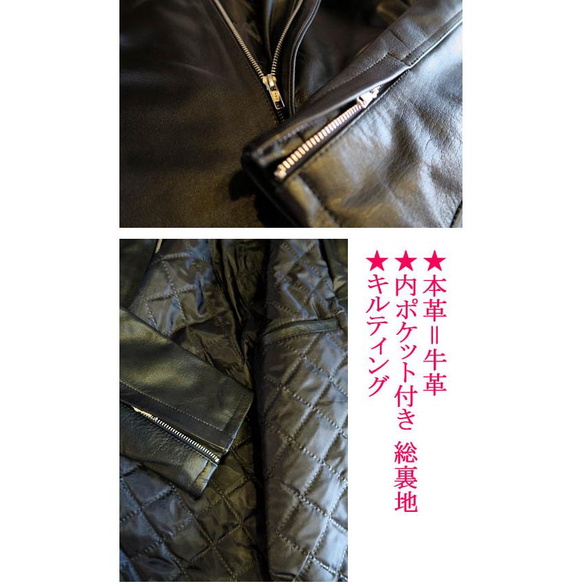 レディース 本革 トラッカージャケット レザージャケット 黒 ブラック