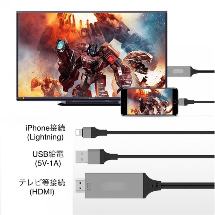 iPhone HDMI変換ケーブル 高画質 4K対応 Lightning to HDMI 最新iOS対応｜road-mountain｜02